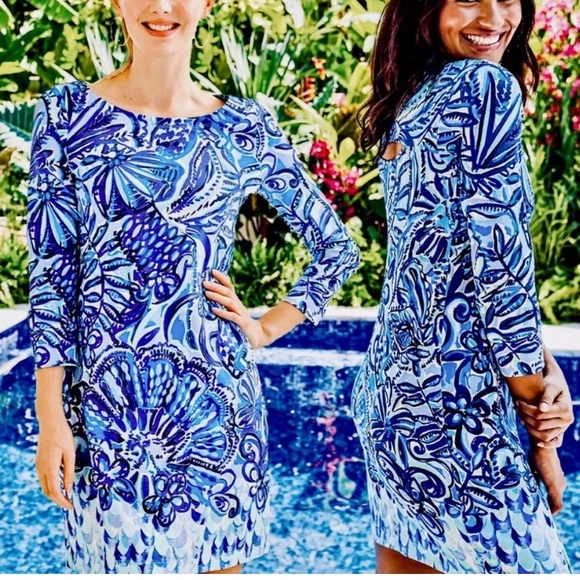 Lilly Pulitzer Hollee Dress Sz S Zanzibar Zoo Iris Blue Floral - Picture 2 of 10